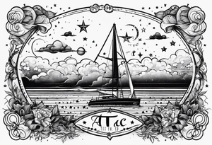 Stars in the sky line up to spell the word  T A C tattoo idea