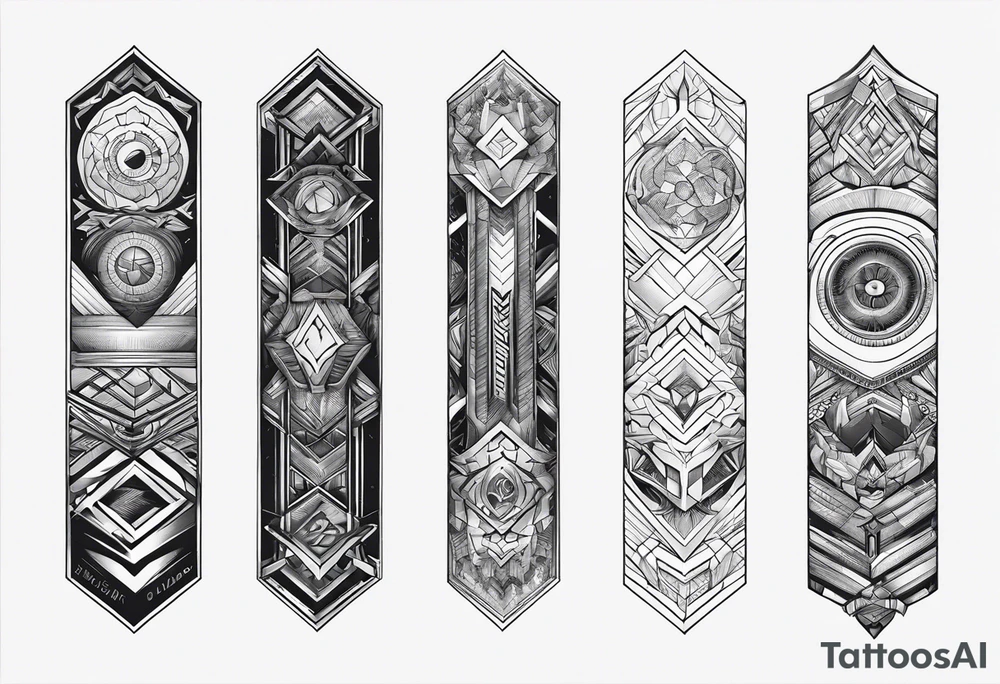 Forearm futuristic design tattoo idea