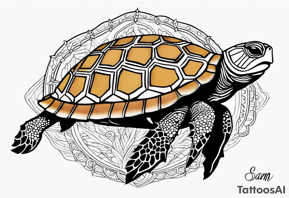 potawatomi turtle with the name sam incorporated into thje shell design tattoo idea