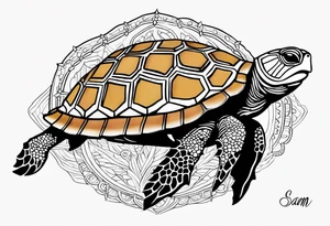 potawatomi turtle with the name sam incorporated into thje shell design tattoo idea