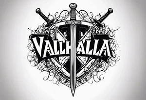 Valhalla sword shield barb wire tattoo idea