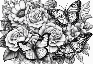 Butterflies with flowers & snake tattoo idea