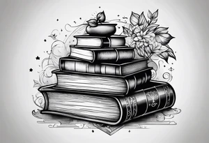 A puzzle piece with books in the background tattoo idea