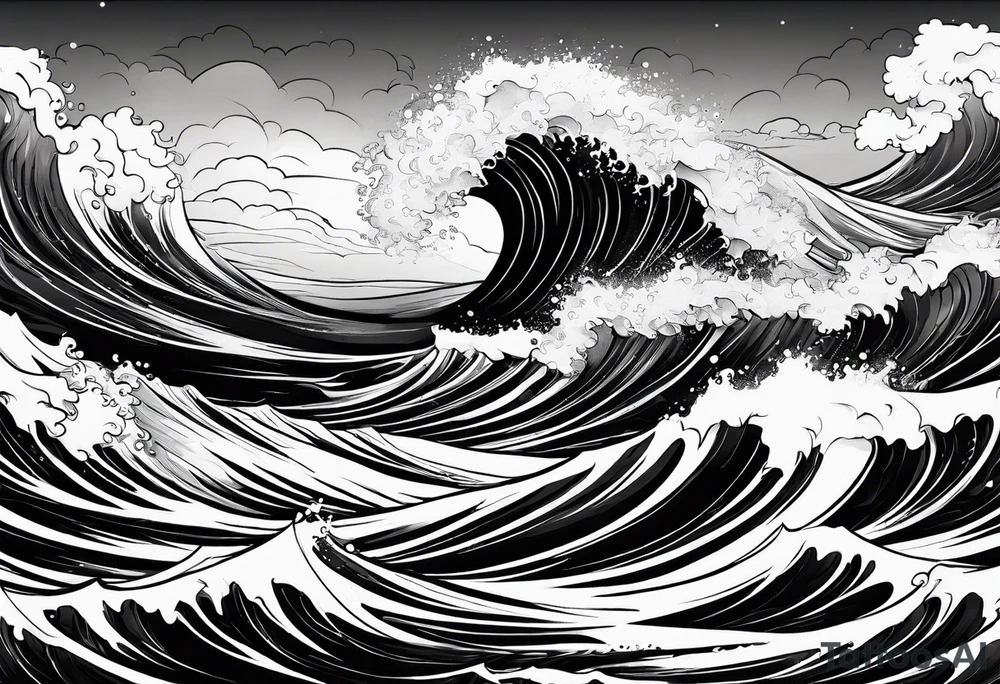 stormy sea waves tattoo idea