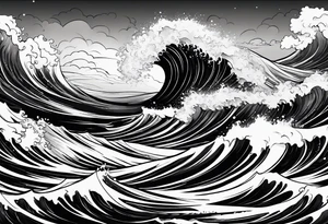 stormy sea waves tattoo idea
