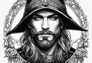 young man version of iltte red riding hat fairytale tattoo idea