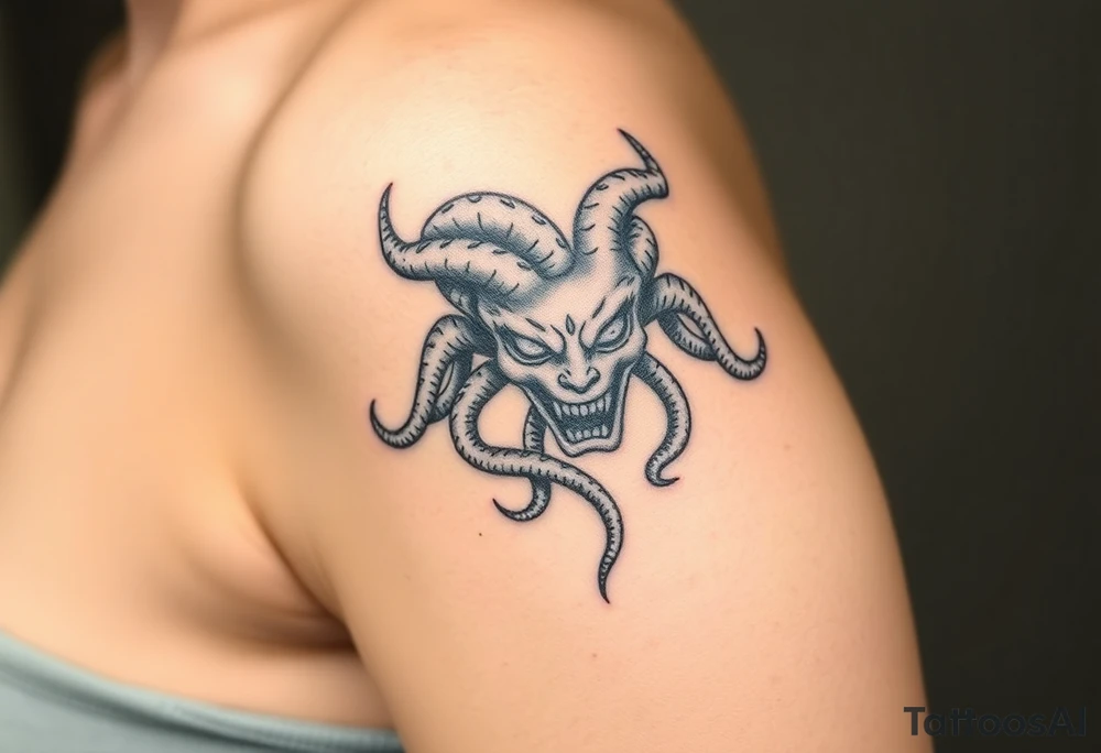 Medusa with white eyes tattoo idea