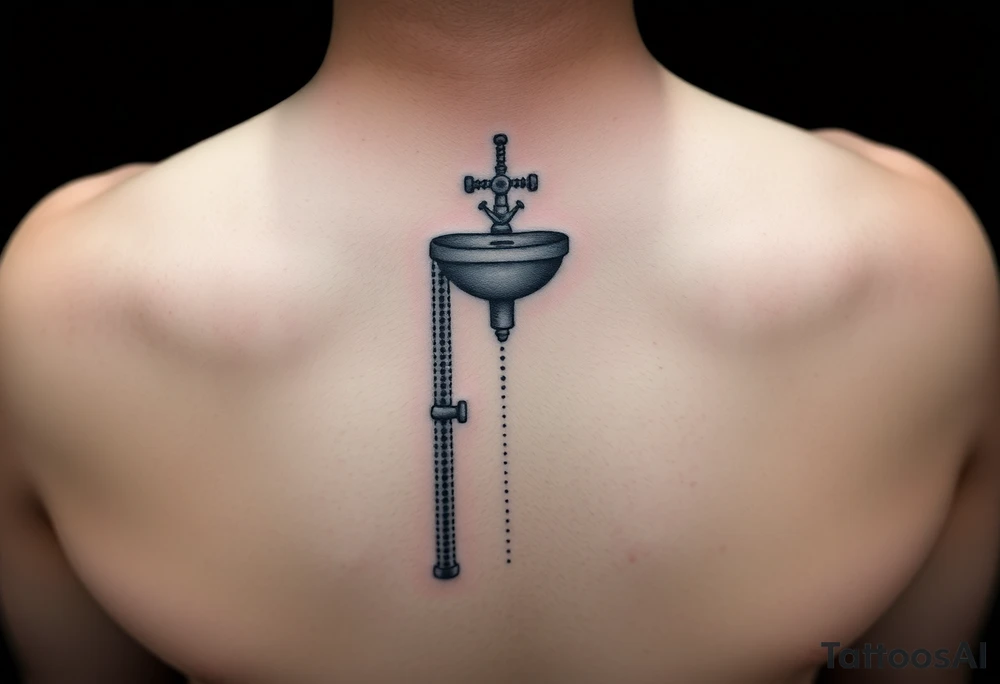 tatto with vertical
 system of piping coming from a sink down a forearm tattoo idea