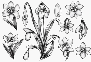 Snowdrop with jewels tattoo idea