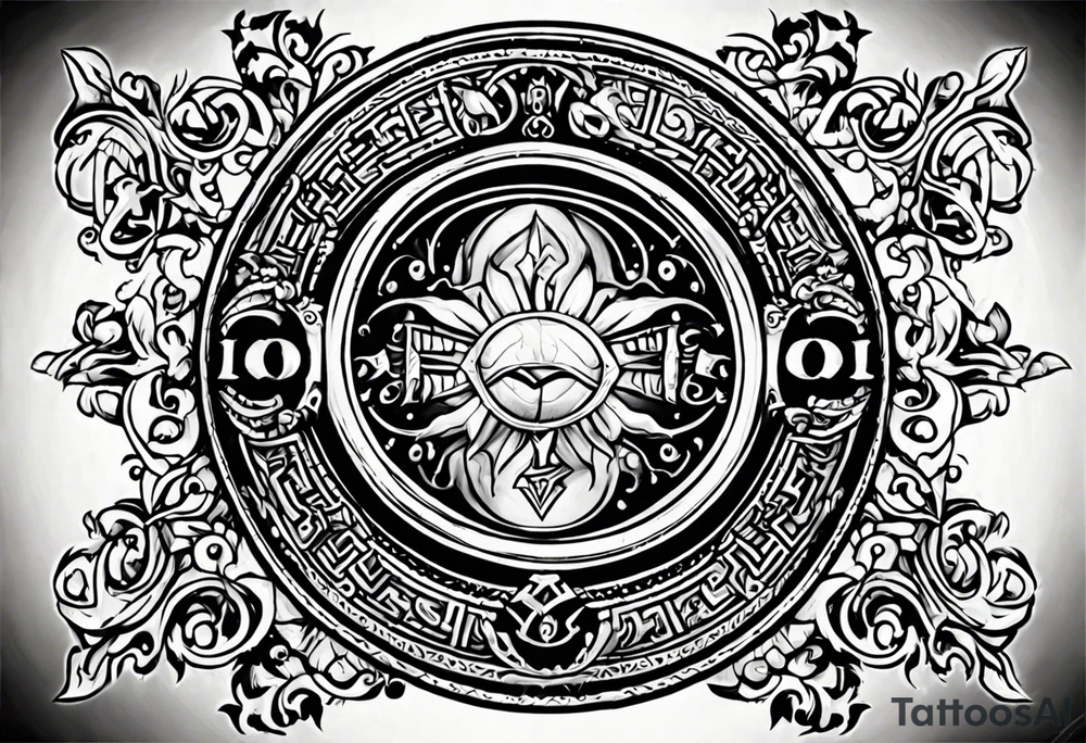 Greek Capital Letter Omega symbol black magic style tattoo idea