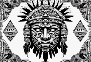toroids, pyramids, Aztec teaky mask, native american tattoo idea