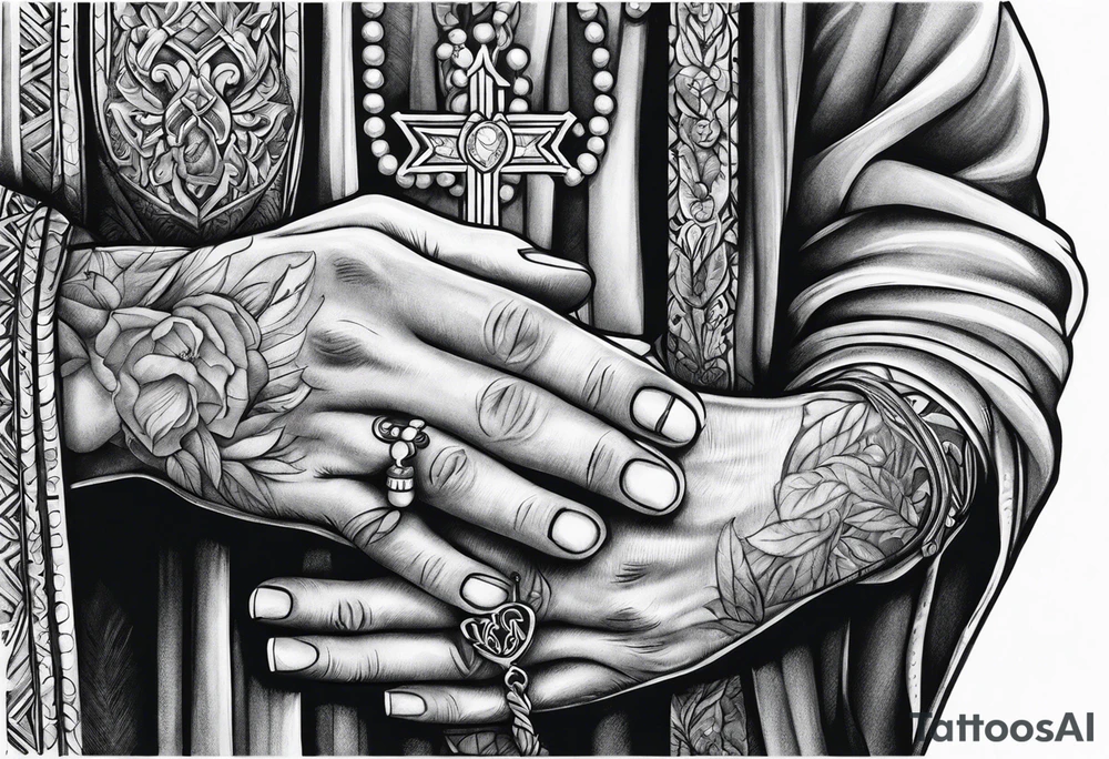 Jesus hands with a rosary tattoo idea
