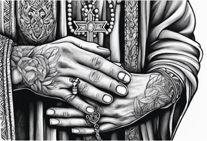 Jesus hands with a rosary tattoo idea