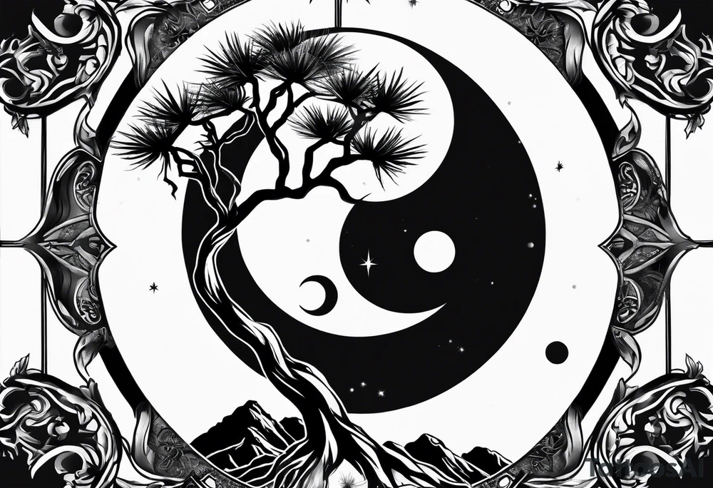 yin and yang joshua tree tattoo idea