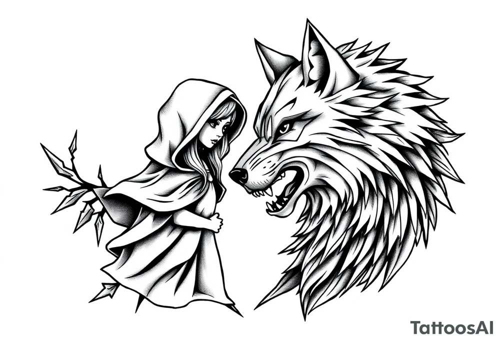 Little red riding hood and big bad wolf tattoo idea