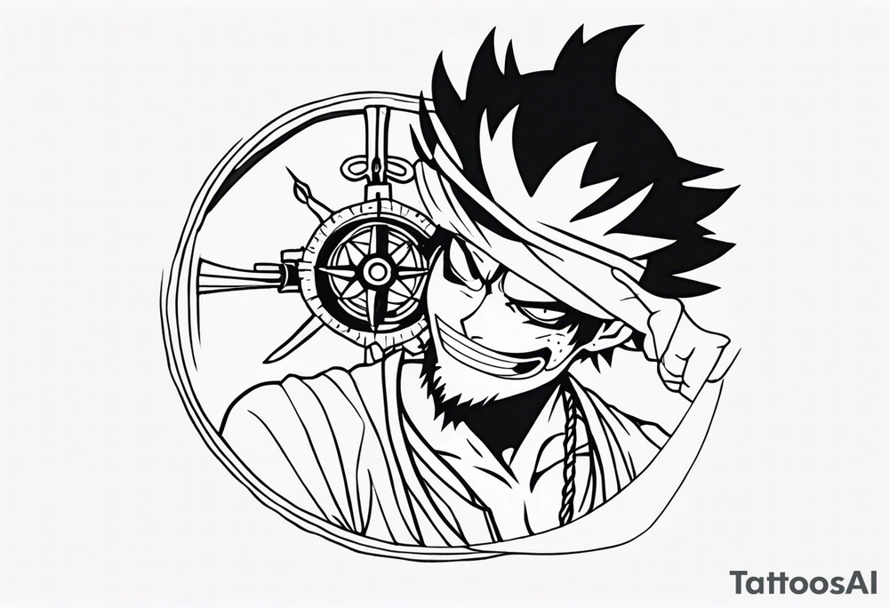 I want a half compas and half Mugiwara Luffy tattoo tattoo idea