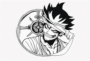 I want a half compas and half Mugiwara Luffy tattoo tattoo idea