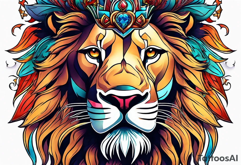 Lion with a heart in its mouth tattoo idea