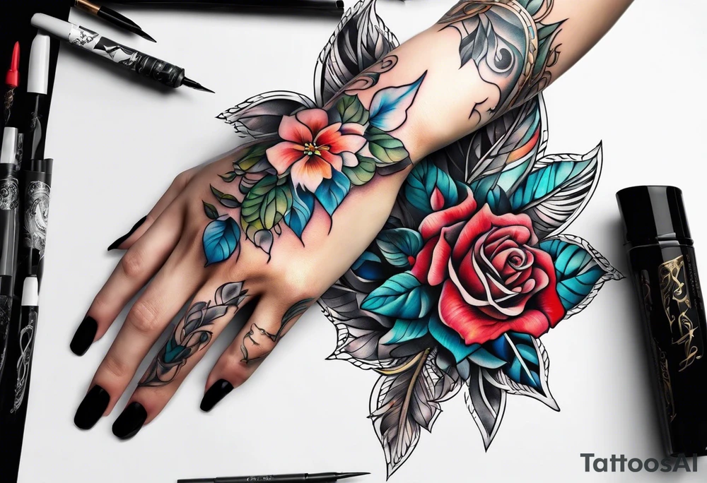 bound female hands tattoo idea