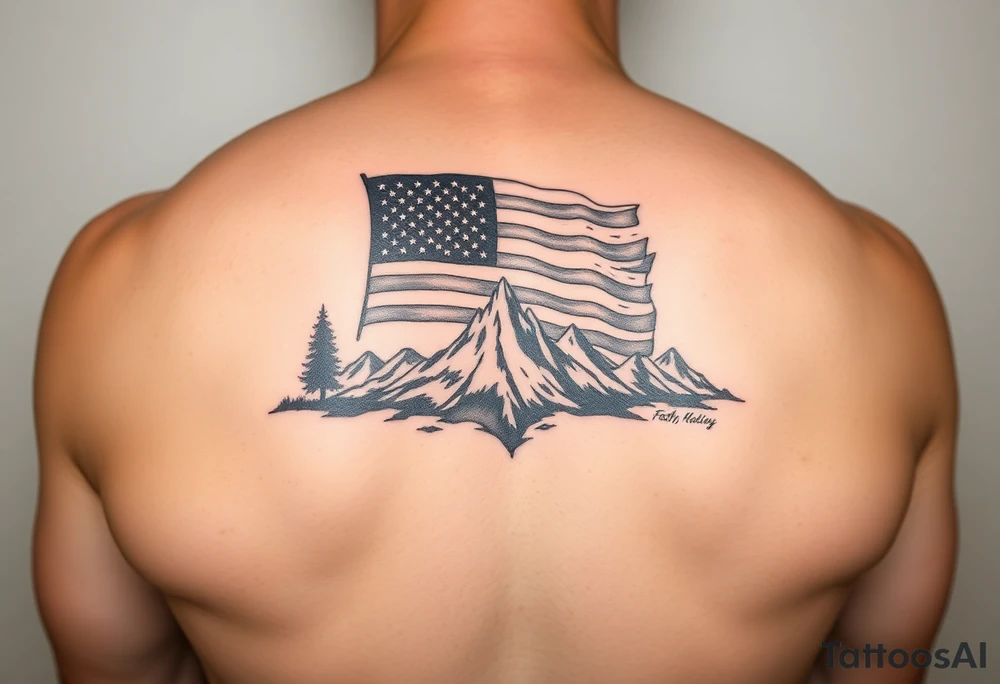 Masculin, American flag, country, mountains, wildlife, nature, racing , father of 4,
blue collar sleeve tattoo idea