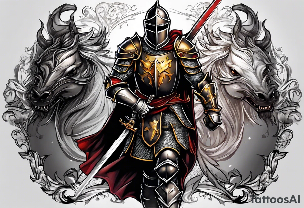 fighting knight tattoo idea