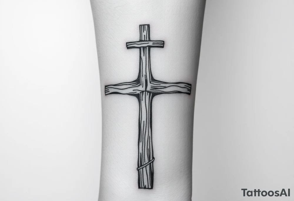 a wooden 12kv pole. Make the pole a cross that has a hidden resemblance to god. tattoo idea