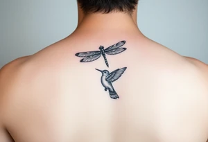 Dragonfly flying around along
 with a hummingbird tattoo idea