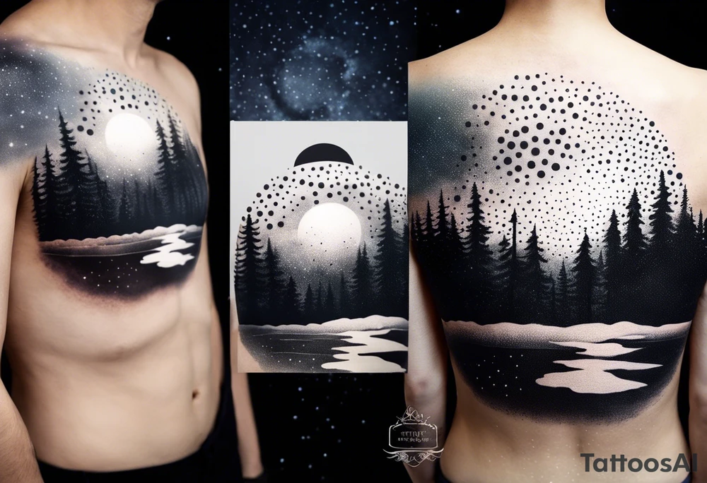 Winter night sky, quarter sleeve tattoo idea