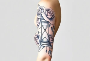 Roses with hour glass tattoo idea