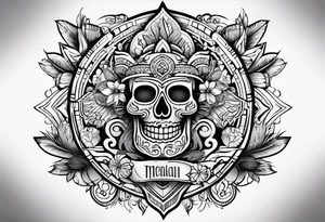 Mexican American inspired Tattoo that incorporates love for family and importance of building wealth. Include elements of the pacific northwest tattoo idea