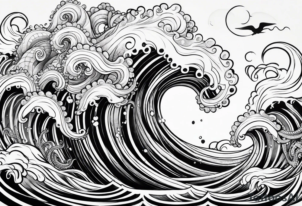 Octopus peaceful waves tattoo idea