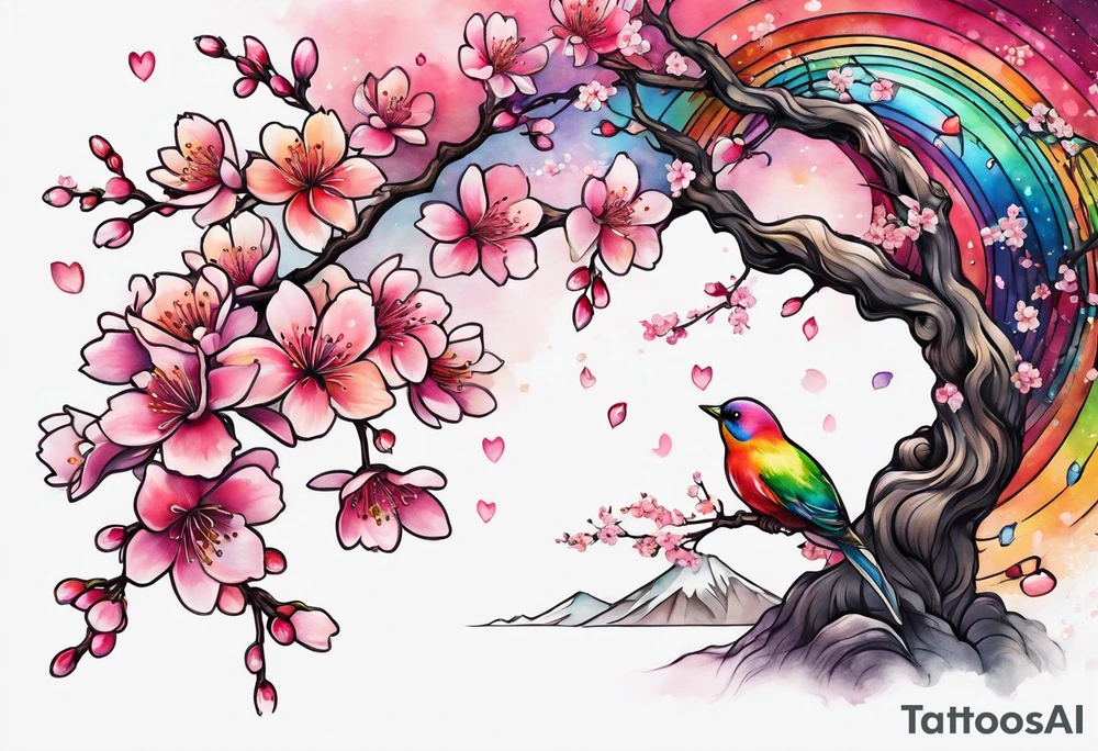 Cherry blossom rainbow tattoo idea