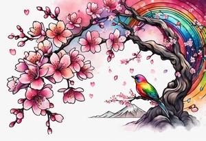 Cherry blossom rainbow tattoo idea