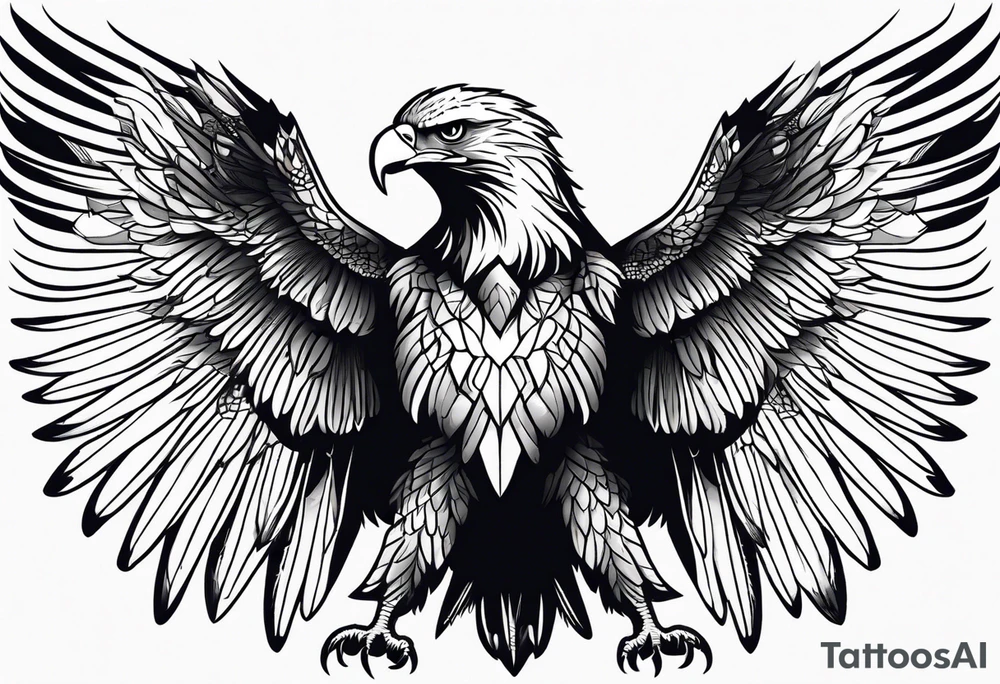 eagle full body fly vector tattoo idea
