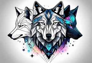 Constellation, two animal wolf, géométric tattoo idea