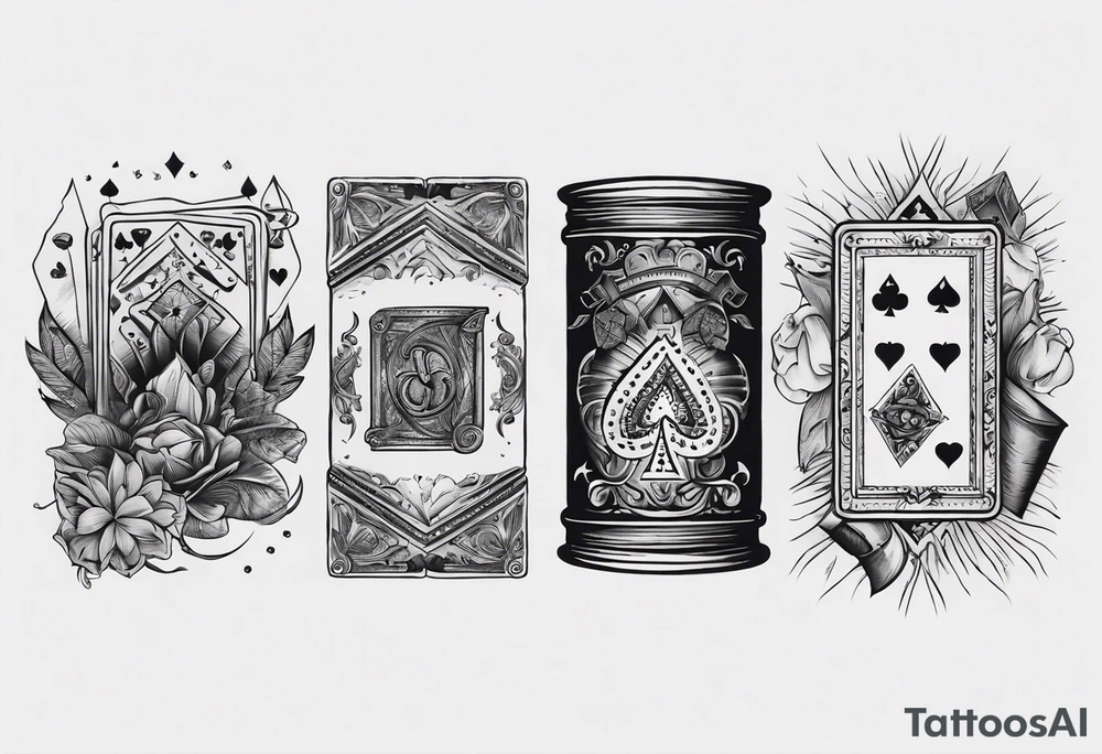 wild west sleeve with playing cards, dice tattoo idea