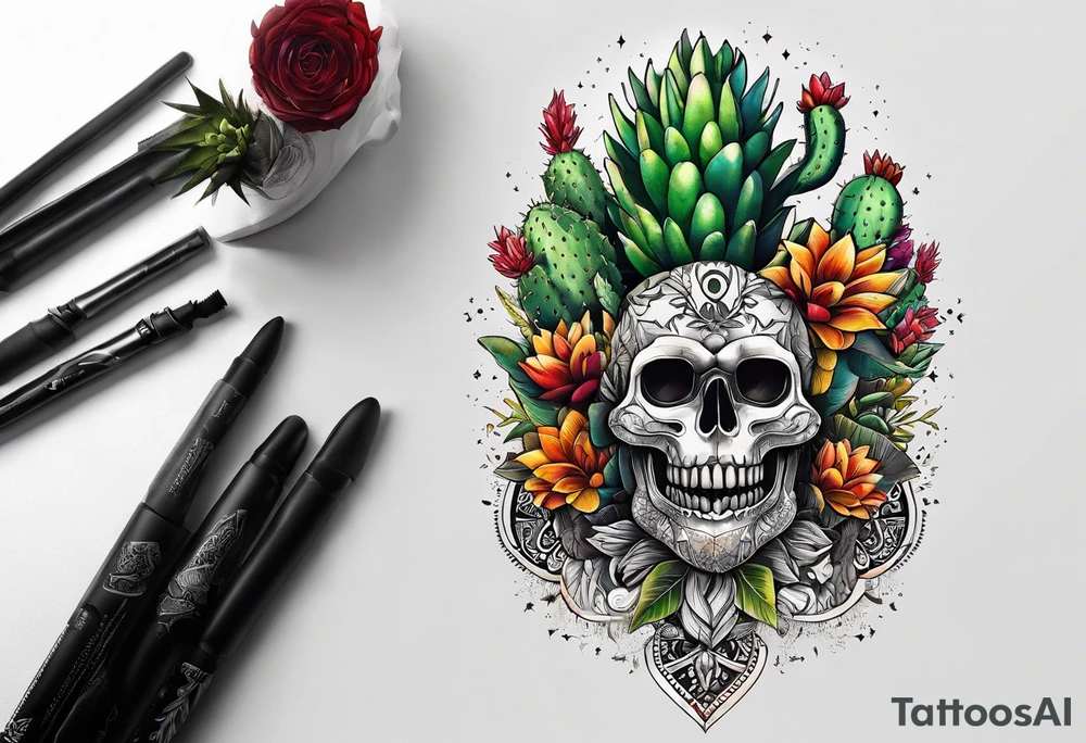 Lobo com cactos do nordeste tattoo idea