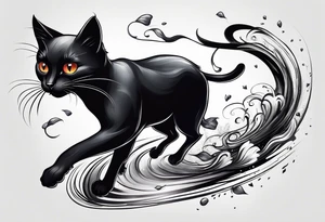 black cat chasing white mouse tattoo idea