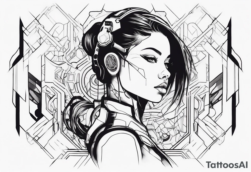 cyborg girl tattoo idea