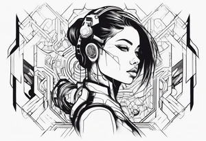 cyborg girl tattoo idea