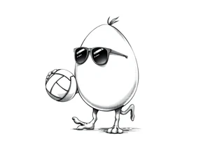 walking egg in sunglasses,
, holding a volleyball tattoo idea