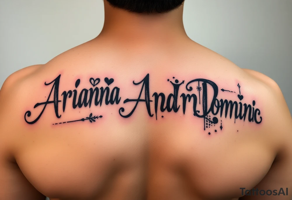 My kids names Ariana, Adrian, Dominic in gangster prison art tattoo idea