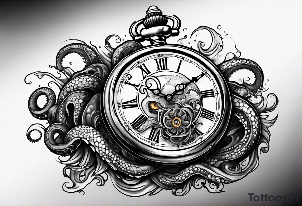 pocket watch attacked by an aggressive octopus tattoo idea pocket watch attacked by an aggressive octopus tattoo idea