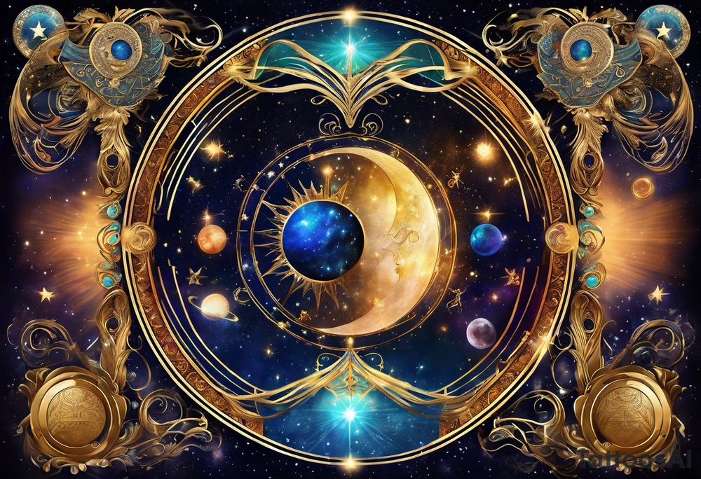 Astrology, Gemini & Aquarius, Natal Chart, angelic, vision, planetary, yin yang, the moon, spiritual third eye, mystical armband tattoo idea