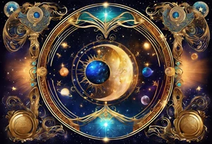 Astrology, Gemini & Aquarius, Natal Chart, angelic, vision, planetary, yin yang, the moon, spiritual third eye, mystical armband tattoo idea