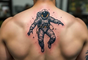 Post apocalyptic astronaut floating in space tattoo idea