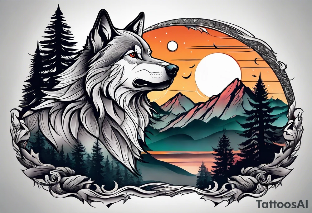 Mountains
Wolf
Forest
Sunset
Moon tattoo idea