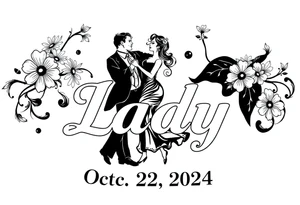 the date October 22, 2024. With the name ‘Lady’. salsa music and dancing elements. tattoo idea