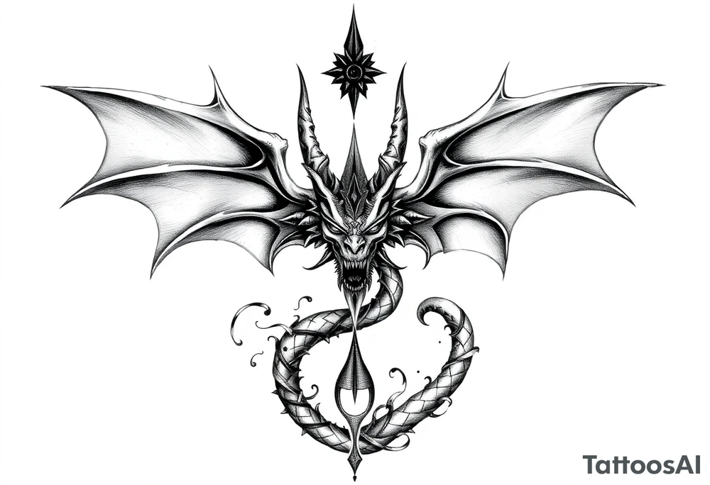 Sak yant tatoo that allows me to access all my powers and magick such as immortality granting immortality to those I ressurect with my blood and creating new magick or allows me to craft new magick grants me telekinesis telepathy allows me to move through shadow to shadow allows me to jump in shadows into the shadow world and move through it allows me to control other people and gods or anyone's magic and body through phychic control as well as seeing spirits and other entities of higher and lower vibrations not seen with naked eyes as well as allows me to communicate with them as azura kaluk mizuzu a supreme one or the Lord of lords he who is the supreme reflection of she who is the Lord of the eternal flame the demon king a dragon King Lord of the isles of bliss a immortal and amen or ausar a neter reincarnation tattoo idea