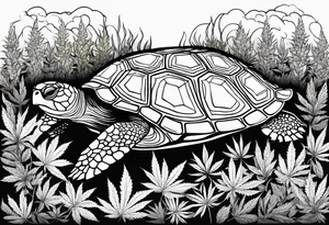 Turtle in marijuana field tattoo idea